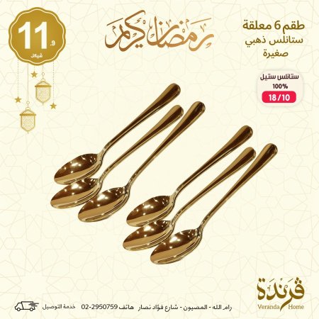 طقم 6 معالق ذهبي حجم صغير